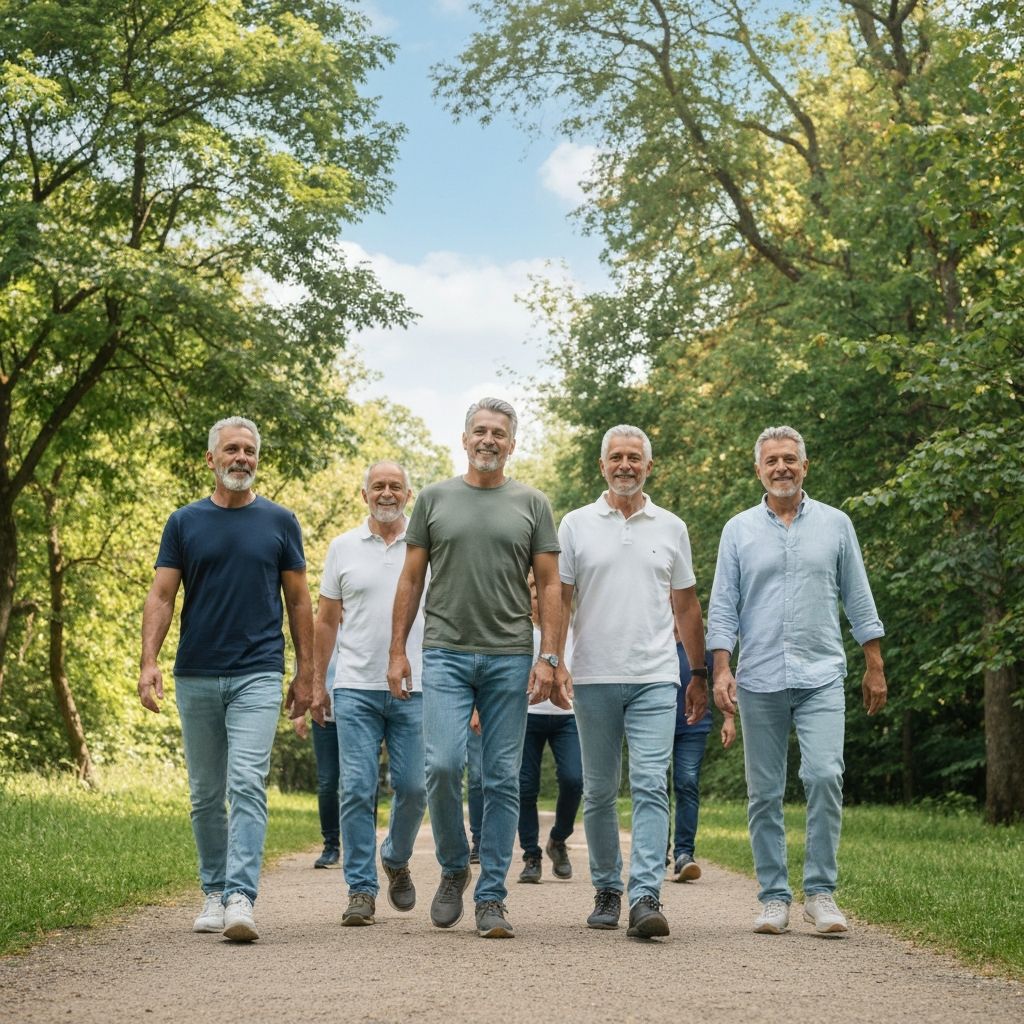 Kelompok pria dewasa dalam aktivitas kesejahteraan